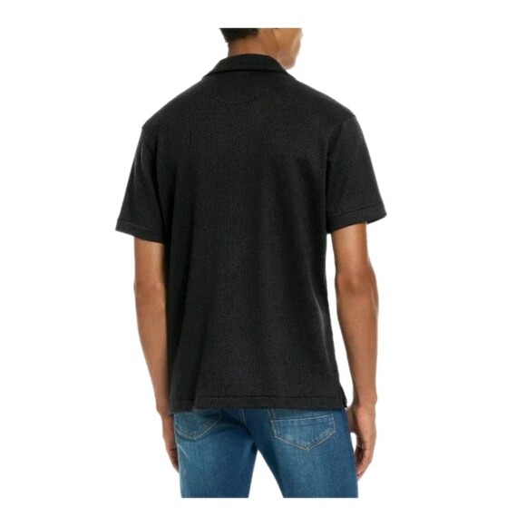 Scotch & Soda Men's Amsterdam Textured Knit Button Up Shirt Relaxed Black Size M - Picture 12 of 16